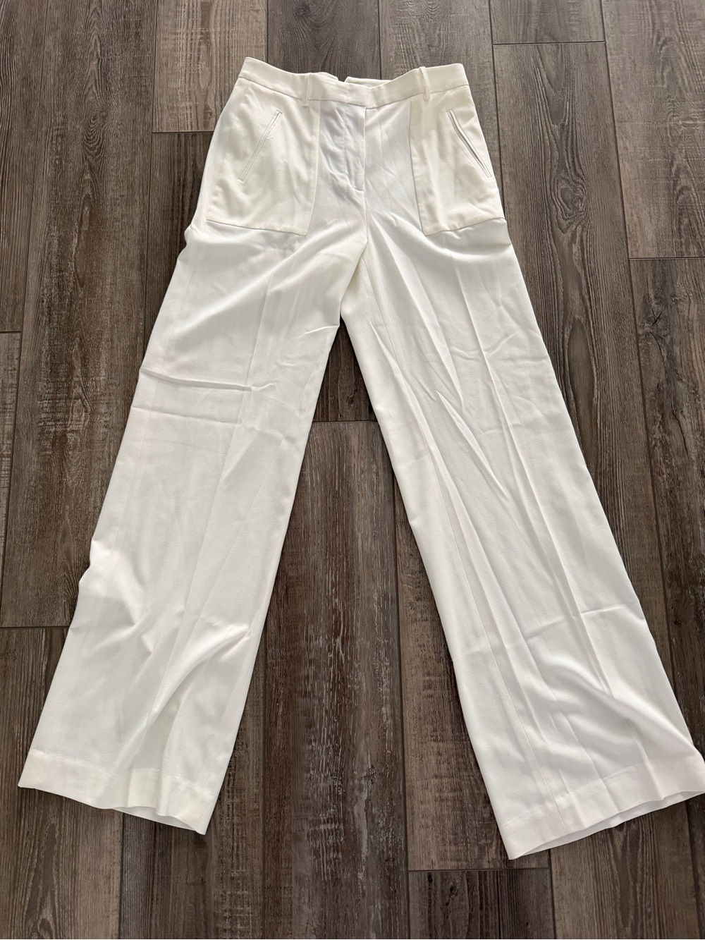 White Wide-Leg Dress Pants